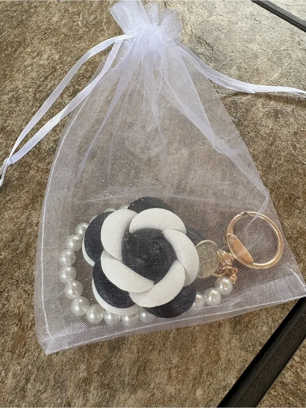 Elegant Bag Flower with Pearl Bag Charm